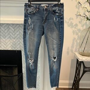 KanCan Dark Blue Distressed Ankle Jeans